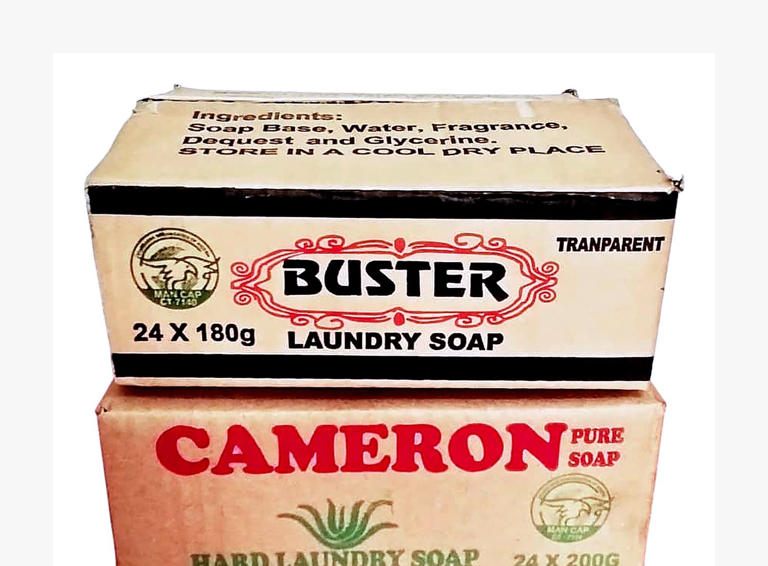 Printed carton packaging produced for Buster Cameron hard laundry soap